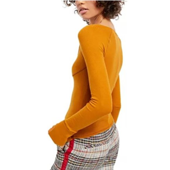 Free People Lace Cuff Long Sleeve Boho Top - Picture 6 of 9